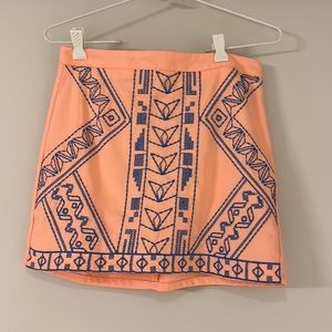 Pink Patterned Mini Skirt